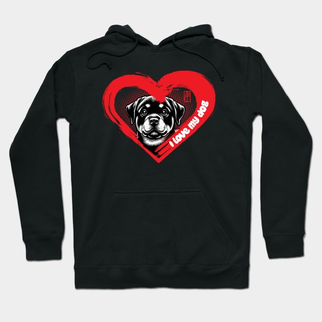 I Love My Rottweiler - Intelligent dog - I Love my dog Hoodie by ArtProjectShop